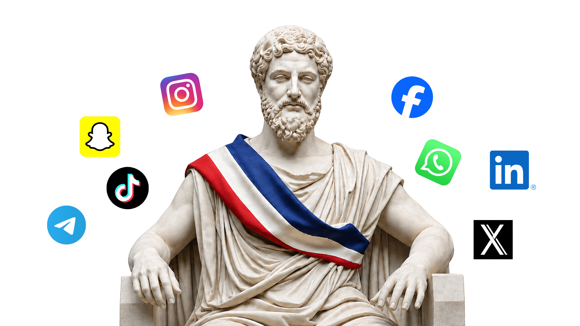 Statue d’élu avec écharpe tricolore représentant la prise en main du mandat et les responsabilités publiques