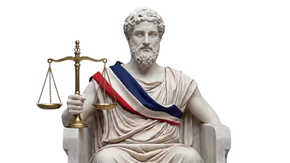 Statue d’élu avec écharpe tricolore représentant la prise en main du mandat et les responsabilités publiques